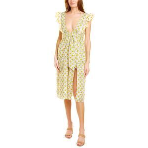 Ash & Eden Womens  Santi Sleeveless Midi Dress, Yellow